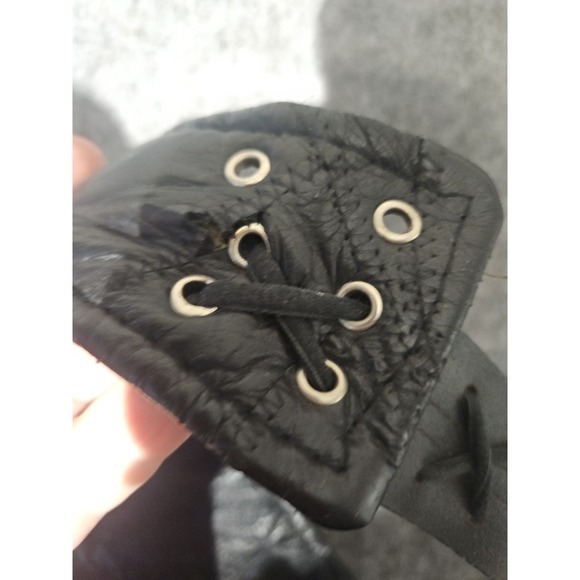 Giovanni Navarre Motorcycle Chaps Medium Black Italian Stone Design Leather - Picture 14 of 14